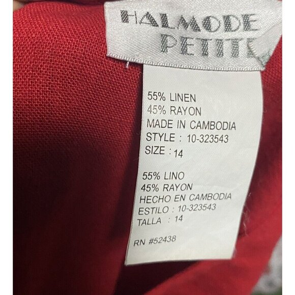 Halmode Petite Red Linen Rayon Maxi Size 14 Sleeveless Dress Side Slit - Picture 7 of 13